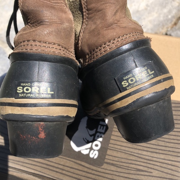 Sorel Fancy Lace II Suede Leather Winter Snow Duck Boots Green Brown Woman's 9 - Picture 7 of 11